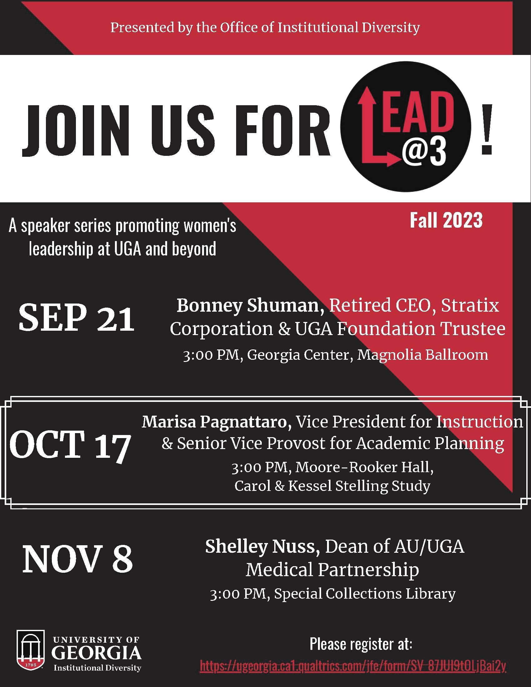 Lead @ 3 flyer with speaker information